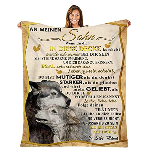 UOOYAA Kuscheldecke Flauschige Personalisierte Decke Geschenke An Meine Sohn von Mama,Super Weiche Decke Flanell,Mutter für Sohn Positive Ermutigung und Liebe Sohn Wohndecke (Mama zu Sohn-M) von UOOYAA