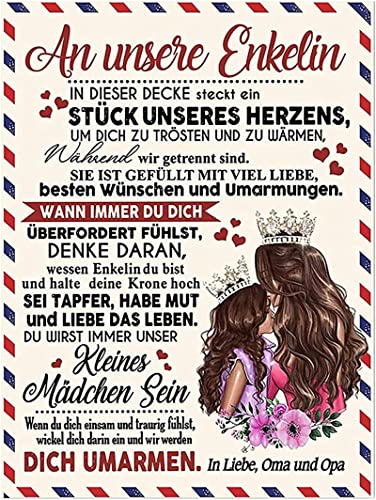 UOOYAA Kuscheldecke Flauschige Personalisierte Deutsch Decke Geschenke An Meine Enkelin von Oma Opa, Luftpost Positiv Ermutigen Decke, Super Weiche Decke Flanell Wohndecke Blanket von UOOYAA