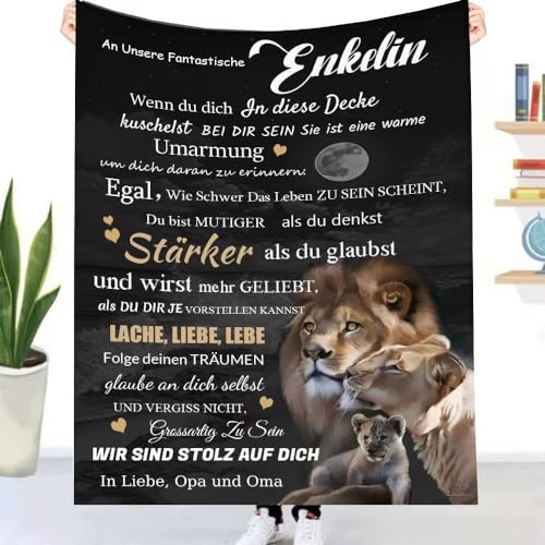 Kuscheldecke Flauschige Personalisierte Geschenke Decke An Unsere Enkelin von Oma und Opa, Super weich Flanell Decke für Couch Bett Tv-Decken Geschenk Geburtstag Weihnachten von UOOYAA