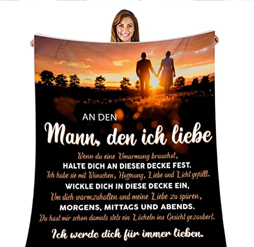 UOOYAA Geschenke Valentinstag für Männer,Kuscheldecke an Meinen Mann Positiv Ermutigen Nachricht Brief Decke für Tagesdecke Wohnzimmerdecke Tv-Decken Geschenk Valentinstag(An Meine Mann-L) von UOOYAA