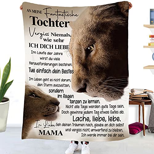 Kuscheldecke Personalisierte Decke An Meine Tochter,Mutter für Töchter Deutsche Nachricht Briefdecke Positiv Ermutigen Wohndecke für Couch Bett Tv-Decken Geschenk(Mutter zu Tochter H,150×200cm) von UOOYAA