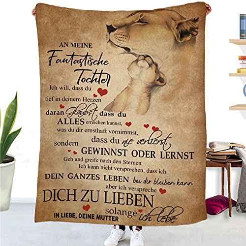 Kuscheldecke Personalisierte Decke An Meine Tochter,Mutter für Töchter Deutsche Nachricht Briefdecke Positiv Ermutigen Wohndecke für Couch Bett Tv-Decken Geschenk(Mutter zu Tochter K,150×200cm) von UOOYAA