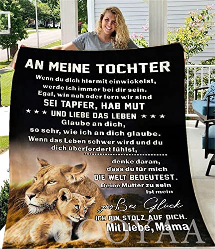 Kuscheldecke Personalisierte Decke An Meine Tochter,Mutter für Töchter Deutsche Nachricht Briefdecke Positiv Ermutigen Wohndecke für Geburtstag Geschenk,Weihnachten(Mutter zu Tochter H,150×200cm) von UOOYAA