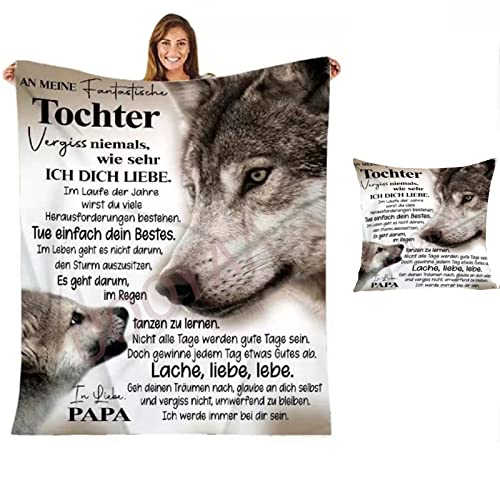 UOOYAA Kuscheldecke Personalisierte Decke An Meine Tochter,Papa zu Tochter Super Weiche Decke Mit 1 Kissenbezug,Vater für Tochter für Tagesdecke Wohnzimmerdecke Tv-Decken Geschenk von UOOYAA