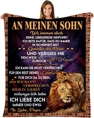 UOOYAA Kuscheldecke Personalisierte Geschenke, Decke An Meinen Sohn Deutsch, Decke für Sohn von Papa, Positive Ermutigung und Liebe Sohn Flanelldecke von UOOYAA