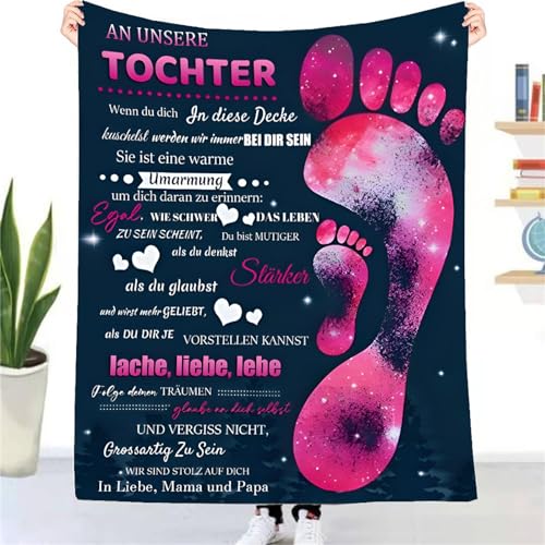 Kuscheldecke Personalisierte Geschenke Decke An Unsere Tochter von Mama und Papa,Eltern für Tochter Deutsche Briefdecke Wohndecke für Tv-Decken 18. Geburtstag Mädchen Geschenke von UOOYAA