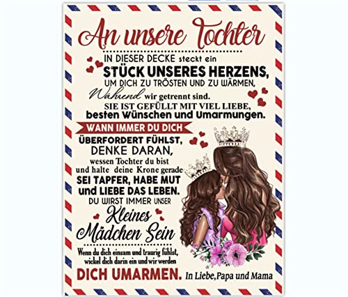 Personalisierte Briefedecke,Decke An Meine Tochter von Mama und Papa , Mutter zu Tochter Airmail Blanke BriefDecke,Positive Ermutigung und Liebe Tochter Flanell Decke von UOOYAA