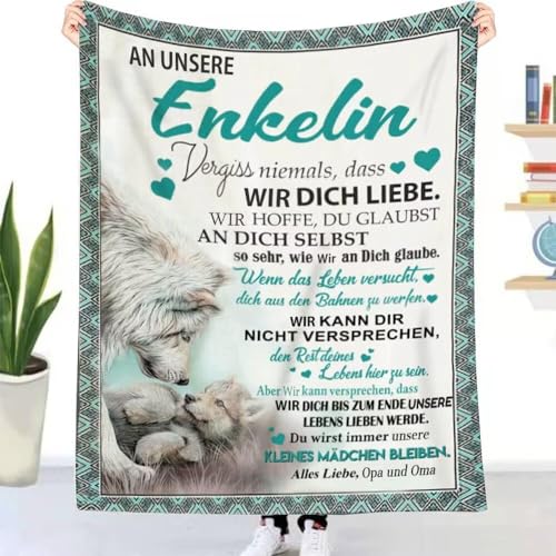 Personalisierte Geschenke Decke An Unsere Enkelin von Oma und Opa, Kuscheldecke Flauschige für Enkelin, Flanell Decke Luftpost Positiv Ermutigen Wohndecke, Geburtstag Weihnachten für Enkelin von UOOYAA