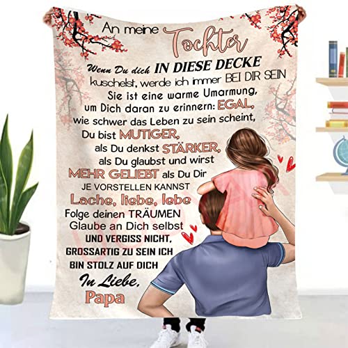 UOOYAA Personalisierte Kuscheldecke An Meine Tochter von Papa, Deutsche Papa für Tochter Briefdecke Positiv Ermutigen Flauschige Wohndecke für Couch Bett (Papa zu Tochter A,150×220cm) von UOOYAA