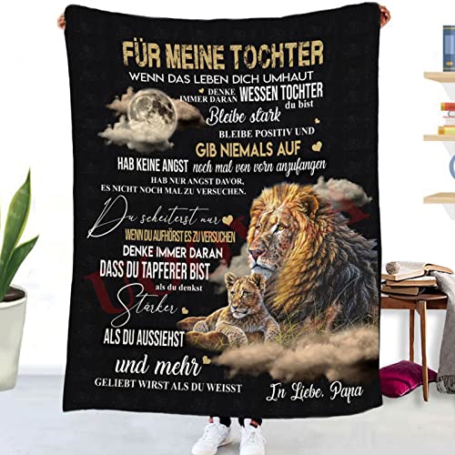 UOOYAA Personalisierte Kuscheldecke An Meine Tochter von Papa, Deutsche Papa für Tochter Briefdecke Positiv Ermutigen Flauschige Wohndecke für Couch Bett (Papa zu Tochter D,150×200cm) von UOOYAA