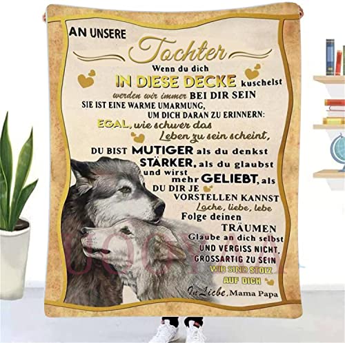 UOOYAA Personalisierte Kuscheldecke An unsere Tochter von Eltern, Deutsche Mama und Papa für Tochter Briefdecke Positiv Ermutigen Flauschige Wohndecke (Eltern zu Tochter F,150×220cm) von UOOYAA