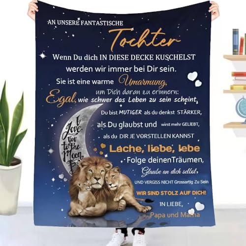 Personalisierte Kuscheldecke Flauschige Decke Geschenke für unsere Tochter von Eltern, Kuscheldecke An Unsere Tochter von Mama und Papa, 18 Geburtstag Mädchen, Super Weiche Wohndecke von UOOYAA