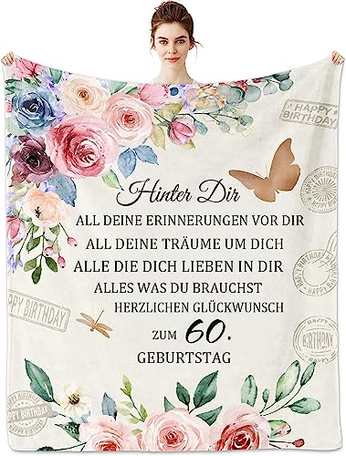 UOOYAA Kuscheldecke Flauschige Personalisierte Decke Geschenke, 60.Geburtstag Frauen, Geburtstagsgeschenk für Beste Freundin Schwester,Geschenke für Frauen Geburtstag von UOOYAA