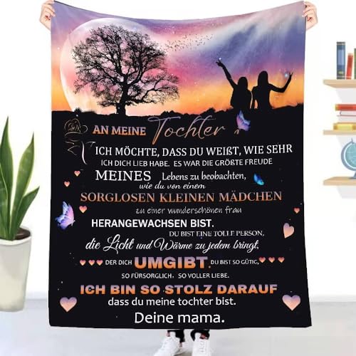 UOOYAA Kuscheldecke Flauschige Personalisierte Decke Geschenke An Meine Tochter, Super Weiche Flanelldecke für Tochter von Mama, Luftpost Positiv Ermutigen Decke Wohndecke Schlafdecke (Deutsch) von UOOYAA