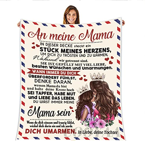 UOOYAA Kuscheldecke Personalisierte An Meine Mama Nachricht Brief Decke,Geschenke für Mama Decke,Geeignet für Sofa, Reise, zum Muttertag,Geburtstag Geschenk(Tochter zu Mama-L) von UOOYAA