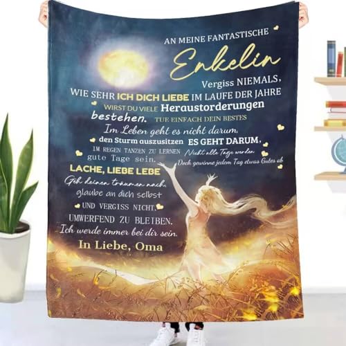 UOOYAA Personalisierte Geschenke Decke An Meine Enkelin von Oma, Kuscheldecke Flauschige für Enkelin, Flanell Decke Luftpost Positiv Ermutigen Wohndecke, Geburtstag Weihnachten für Enkelin von UOOYAA