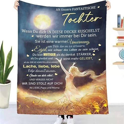 UOOYAA Personalisierte Kuscheldecke an unsere Tochter von Eltern, Geschenk an unsere Tochter Decke von Mama und Papa, Flauschige Decken Geschenke für Weihnachten Geburtstag Graduierung von UOOYAA