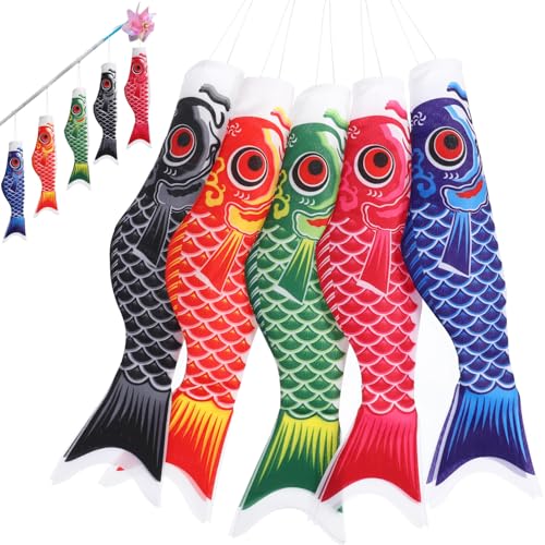 UPKOCH 5 Stück Flaggen In Karpfenform Koi-Fisch-Dekoration Fisch-Windsack Japanischer Karpfenform-Flaggen Drachen-Koinobori-Hängedekoration Windsocke Streamer-Flagge Zarte Flagge von UPKOCH