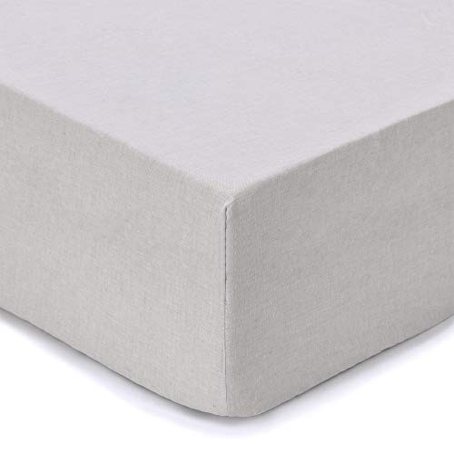 URBANARA Boxspring-Spannbettlaken Toulon bis 40 cm Steghöhe – 100% europäisches Leinen, gewaschen, atmungsaktiv, temperaturregulierend, mit Gummizug, Oeko Tex Zertifiziert, Natur, 140x200 cm von URBANARA