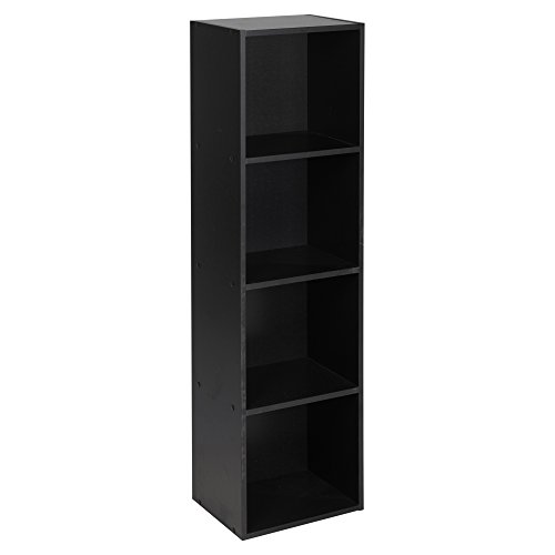 Urbn Living® Holzregal / Bücherregal - 1, 2, 3, 4 Ablagen Modern 4 Ablagefächer Schwarz von URBNLIVING