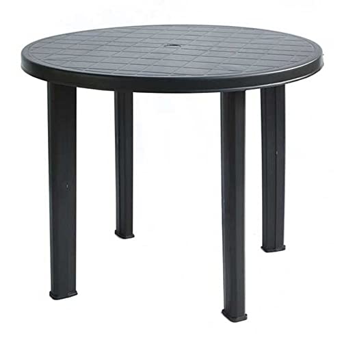 URBNLIVING Bistrotisch für den Außenbereich, rund, 90 cm, Kunststoff, für Garten, Terrasse, Esszimmer, Beistelltisch, Schwarz, psp-14147 von URBNLIVING