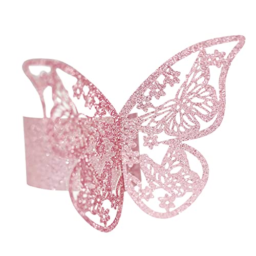 50 Stück ausgehöhlte Serviettenschnallen aus Schmetterlingspapier, Papier Serviettenringe Serviettenschnalle, 3D Schmetterling Serviette Ringe geschnittene Serviettenschnallen Band von URFEDA