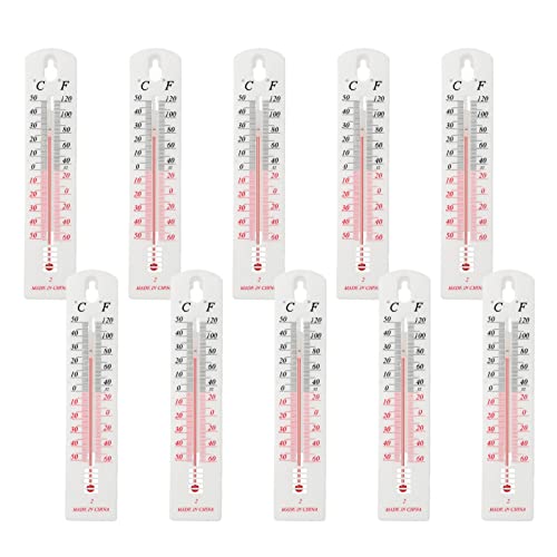 10XWandhängendes Thermometer Wand-Hung-Thermometer Außen Gartenthermometer Wandthermometer Innen Analoges Innenthermometer Außenthermometer Raumthermometer Trocken-Und Nass Thermometer für Büro Garage von URPIZY