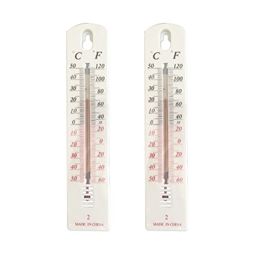 2 Stück Wandthermometer Thermometer Gartenthermometer Innenthermometer Aussenthermometer Raumthermometer Zimmerthermometer, -50℃-+50℃/-60℉-+120℉, für Innen und Außen Zuhause Büro Temperaturmontage von URPIZY