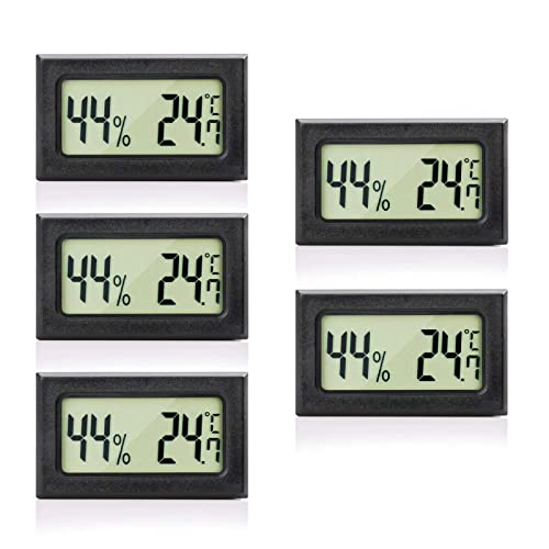 5 Stück Thermometer Hygrometer Mini LCD Digitales Thermometer Innen Elektronischer Temperatur- und Feuchtigkeitsmesser Raumthermometer Funk Thermo-Hygrometer Feuchtigkeit Temperatur Temperatursensor von URPIZY