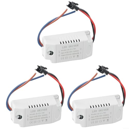 LED Trafo 8-12W LED Treiber,LED Transformer Driver Eingang AC 85–265V Ausgang DC 24–46V Konstantstrom 300mA LED Netzteil Leistungstransformator für Deckenleuchte Flächenleuchte(3 Stück) von URPIZY