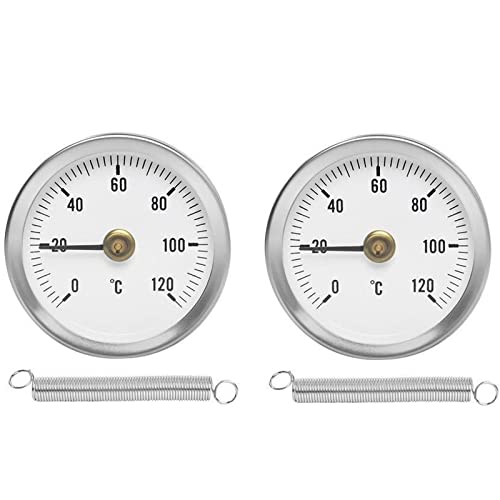 URPIZY Home & Industrial Rohrthermometer zum Anklippen, Edelstahl, Rohr-Thermometer, Rohrfeder, 63 mm, 0–120 ℃ von URPIZY