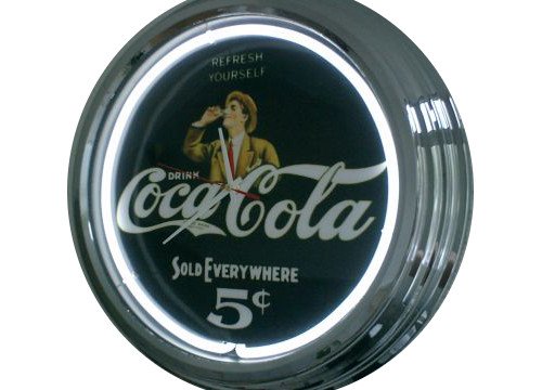 Neonuhr Coke 5Cent Wanduhr Deko-Uhr Leuchtuhr USA 50's Style Retro Uhr von US-Way e.K.