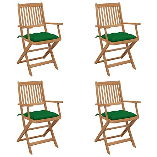 UTSRABFA Deckstühle Freizeitstühle Terrassen-Schwingstuhl Bar-Stühle Klappbare Gartenstühle 4 STK. mit Kissen Massivholz Akazie Geeignet für Außenbereich, Küche, Esszimmer, Gästezimmer von UTSRABFA