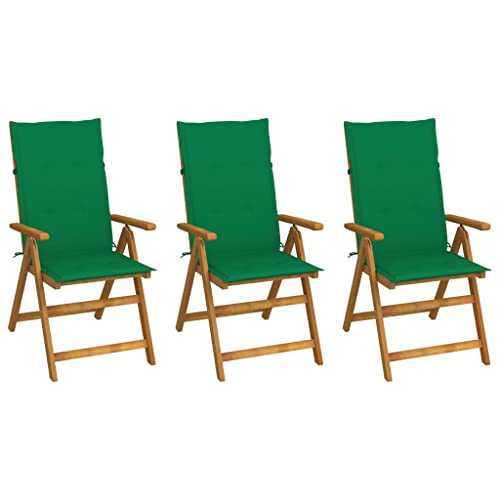 UTSRABFA Gartenstühle Terrassenstuhl Lobby-Stuhl Freizeitstühle Klappbare Gartenstühle 3 STK. mit Auflagen Massivholz Akazie Geeignet für Außenbereich, Garten, Gästezimmer, Rasen von UTSRABFA