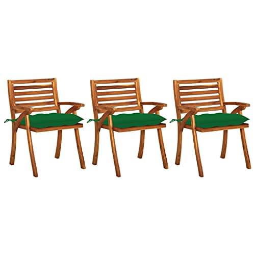 UTSRABFA Küchenstühle Dekorative Stühle Bürostuhl Lobby-Stuhl Garten-Essstühle mit Kissen 3 STK. Massivholz Akazie Geeignet für Kneipen, Höfe, Parks, Rasenflächen von UTSRABFA