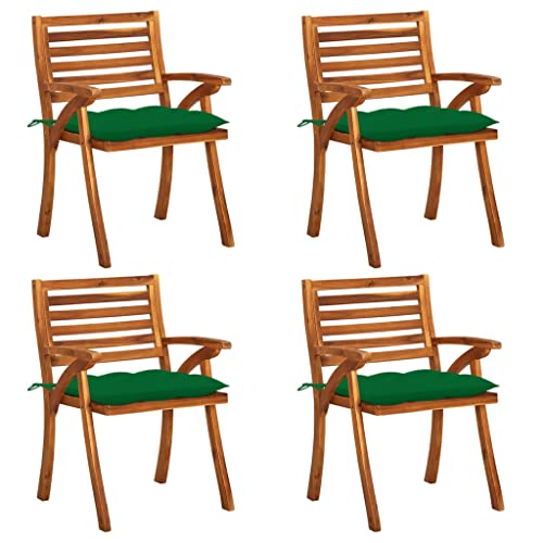 UTSRABFA Küchenstühle Dekorative Stühle Bürostuhl Lobby-Stuhl Gartenstühle mit Kissen 4 STK. Massivholz Akazie Geeignet für Kneipen, Höfe, Parks, Rasenflächen von UTSRABFA