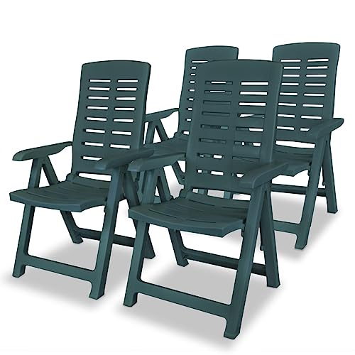 UTSRABFA Stühle für draußen Terrassenstuhl Gartenstühle Esszimmerstühle Garten-Liegestühle 4 STK. Kunststoff Grün Geeignet für Garten, Rasen, Strand, Terrasse von UTSRABFA