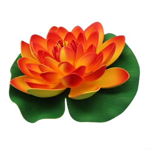 UTTASU Künstliche schwimmende Lotusblüte, 17,8 cm, große künstliche Seerosen, Teich, Pool, Lotus, Ornamente, perfekt für Terrasse, Garten, Aquarium, Zuhause, Party, Hochzeit, Dekoration, 1 Stück, Weiß von UTTASU