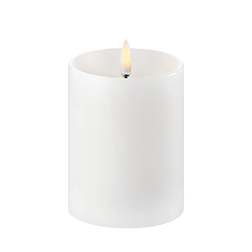 Piffany Copenhagen Uyuni Lighting Pillar LED Kerze tiefer Docht 7,8 x 10,1 cm Echtwachs Weiss - 6 Stunden Timerfunktion - Keine Brandgefahr, Keine Rußbildung und kein Geruch von UYUNI
