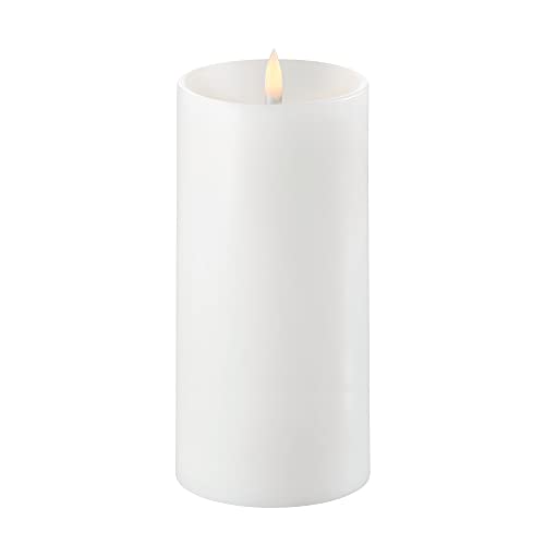 Piffany Copenhagen Uyuni Lighting Pillar LED Kerze tiefer Docht 7,8 x 15 cm Echtwachs Weiss - 6 Stunden Timerfunktion - Keine Brandgefahr, Keine Rußbildung und kein Geruch von UYUNI