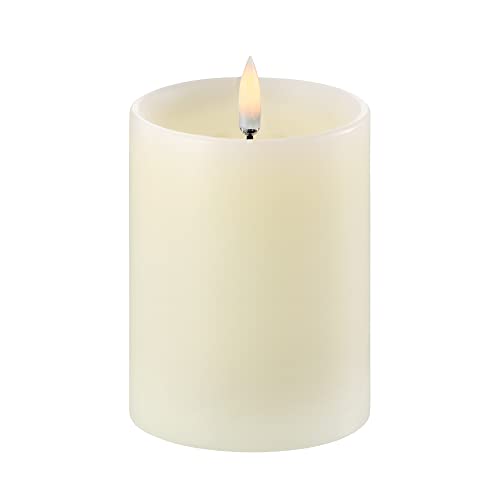 Uyuni Piffany Copenhagen Lighting Pillar LED Kerze tiefer Docht 7,8 x 10 cm Echtwachs Ivory - 6 Stunden Timerfunktion - Keine Brandgefahr, Keine Rußbildung und kein Geruch von UYUNI