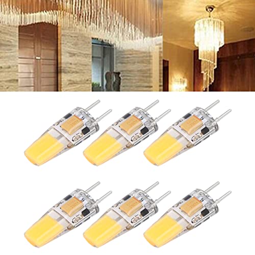 Uadme Gy6.35 LED-Leuchtmittel, 6 Stück 2-Poliger Sockel 12 V AC/DC 5 W COB LED Ersatz-Halogenlampe Energiesparende Silikon-Deckenbirne für Unterschrankleuchte Hängeleuchte Landschaftsbeleuchtung von Uadme