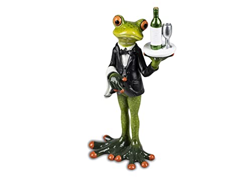 wunderschöne Dekofigur Frosch als Kellner mit Tablett H. 15,5cm hellgrün Froschhausen wunderschöne Dekofigur Frosch als Kellner mit Tablett H. 15,5cm hellgrün Froschhausen von formano