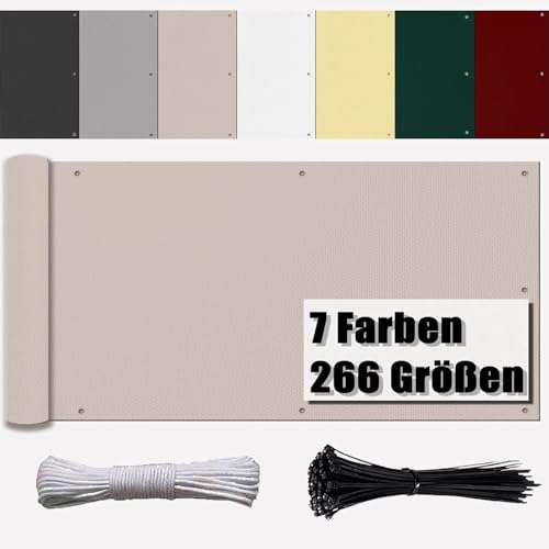 Ufamiluk Balkon Windschutz Fuer den Balkon Kunststoff 100% Privatsphäre balkonumrandung für Zaun Balkon Terrassen Garten Swimming Pool Taupe 80x500cm von Ufamiluk