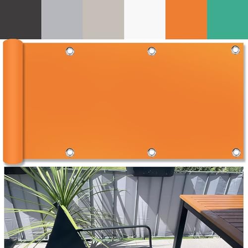 Ufamiluk Windschutz Balkon 40x300cm Tuch Kunststoff Wetterfest Blickdichte UV-Schutz balkonbespannung für Garten Balkon Zaun Terrassen Swimming Pool Orange 40 cm hoch von Ufamiluk