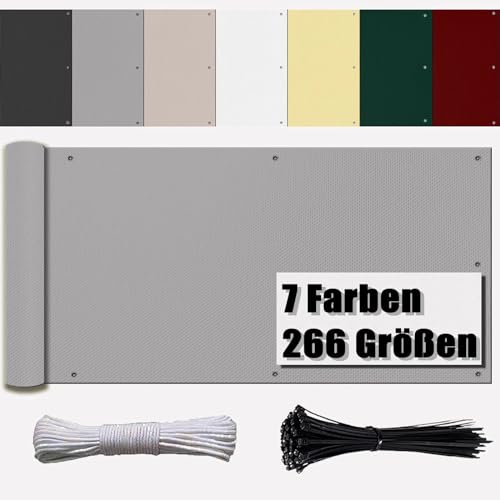 Ufamiluk balkonbespannung 80 cm hoch Grau Windschutz Balkon Blickdichte 100% Privatsphäre Wetterfest UV-Schutz für Balkon Garten Terrassen die Seite 80x500cm von Ufamiluk