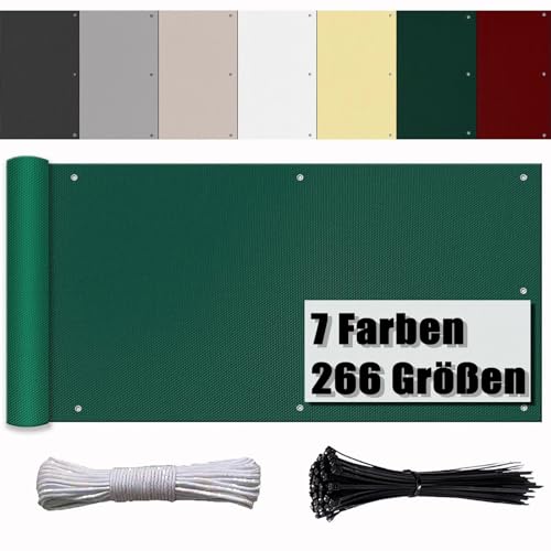 Ufamiluk balkonumrandung 90x450cm Wetterfest UV-Schutz Blickdichte 100% Privatsphäre Windschutz Balkon für Garten Balkon Zaun Terrassen Swimming Pool Dunkelgrün von Ufamiluk