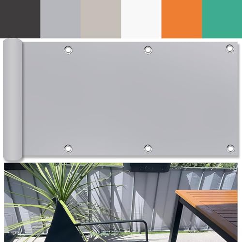 Ufamiluk balkonverkleidung Grau 130 cm hoch meterware Tuch fest Kunststoff Fuer den Balkon Windschutz Balkon für Zaun Balkon Terrassen Garten Swimming Pool 130x100cm von Ufamiluk