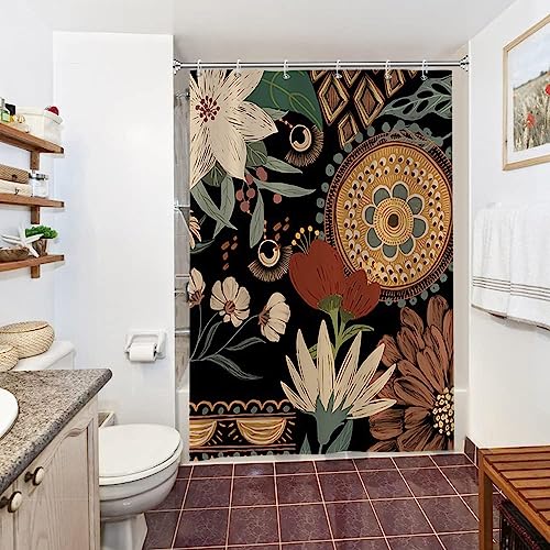 Uiiooazy Duschvorhang Boho Style, Duschvorhang Abstrakt Blumen Vintage Grün Blätter Schmal Duschvorhäng Anti Schimmel Wasserdicht Polyester Stoff Waschbar Blickdicht Bad Vorhang mit Haken 150Bx200Hcm Uiiooazy Duschvorhang Boho Style, Duschvorhang Abstrakt Blumen Vintage Grün Blätter Schmal Duschvorhäng Anti Schimmel Wasserdicht Polyester Stoff Waschbar Blickdicht Bad Vorhang mit Haken 150Bx200Hcm von Uiiooazy