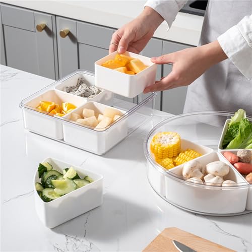 Uixxducc 2PCS Snackbox mit fächern Snackteller Snackschale Picknick zubehör - Zur Aufbewahrung von Gewürzen, Süßigkeiten, Gemüse, Obst, Nüssen, Keksen, Desserts von Uixxducc